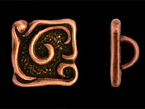 Square Swirl Button 11.5mm/11.5mm : Antique Copper
