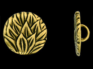 Leaf Button 15mm : Antique Brass