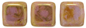 CzechMates Tile Bead 6mm (loose) : Luster - Opaque Rose/Gold Topaz
