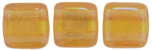 CzechMates Tile Bead 6mm (loose) : Gold Marbled - Topaz