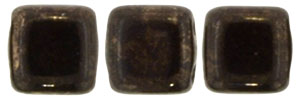 CzechMates Tile Bead 6mm (loose) : Gold Marbled - Jet