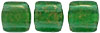 CzechMates Tile Bead 6mm (loose) : Gold Marbled - Green Emerald