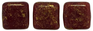 CzechMates Tile Bead 6mm (loose) : Gold Marbled - Oxblood