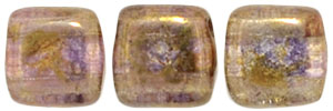 CzechMates Tile Bead 6mm (loose) : Luster - Transparent Gold/Smokey Topaz