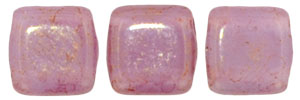 CzechMates Tile Bead 6mm (loose) : Pink/Topaz Luster - Milky Alexandrite