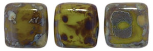 CzechMates Tile Bead 6mm (loose) : Opaque Olive - Picasso