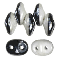 SuperDuo 5 x 2mm (loose) : Luster - Opaque Black/White