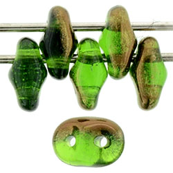 SuperDuo 5 x 2mm (loose) : Luster Bronze 1/2 - Chrysolite
