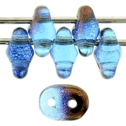 SuperDuo 5 x 2mm (loose) : Luster Bronze 1/2 - Aquamarine