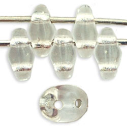SuperDuo 5 x 2mm (loose) : Crystal - Silver-Lined