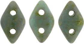 CzechMates Diamond Bead 6.5 x 4mm (loose) : Turquoise - Copper Picasso