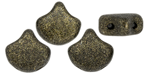Matubo Ginkgo Leaf Bead 7.5 x 7.5mm (loose) : Metallic Suede - Dk Green