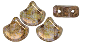 Matubo Ginkgo Leaf Bead 7.5 x 7.5mm (loose) : Luster - Transparent Gold/Smokey Topaz