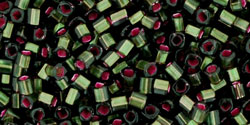 TOHO - Cube 1.5mm : Dyed Silver-Lined Pink Frosted Olivine