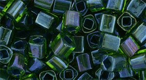 TOHO - Cube 4mm : Inside-Color Peridot/Emerald-Lined