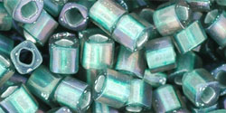 TOHO - Cube 4mm : Inside-Color Frosted Crystal/Metallic Teal-Lined