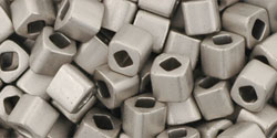 TOHO - Cube 4mm : Metallic Frosted Antique Silver