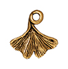 TierraCast : Drop Charm - 14 x 13mm, 1.5mm Loop, Ginkgo Leaf, Antique Gold