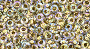 TOHO - Demi Round 8/0 3mm : Gold-Lined Rainbow Crystal