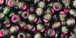 Round 6/0 Tube 2.5" : Dyed Silver-Lined Pink Frosted Olivine
