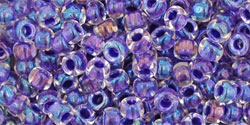 Round 8/0 Tube 2.5" : Inside-Color Rainbow Crystal/Tanzanite-Lined