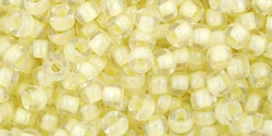 Round 8/0 Tube 2.5" : Inside-Color Luster Crystal/Opaque Yellow-Lined