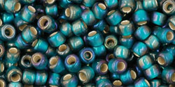 Round 8/0 Tube 2.5" : Silver-Lined Rainbow Frosted Teal