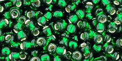 Round 8/0 Tube 2.5" : Silver-Lined Frosted Green Emerald