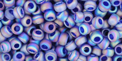 Round 8/0 Tube 2.5" : Transparent-Rainbow-Frosted Cobalt