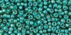 Round 11/0 Tube 2.5" : Inside-Color Rainbow Lt Sapphire/Opaque Teal-Lined