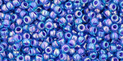Round 11/0 Tube 2.5" : Inside-Color Rainbow Aqua/Opaque Purple-Lined