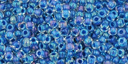 TOHO - Round 11/0 : Inside-Color Luster Crystal/Caribbean Blue-Lined