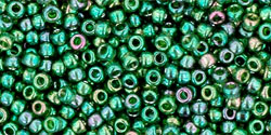 Round 11/0 Tube 2.5" : Gold-Lustered Emerald